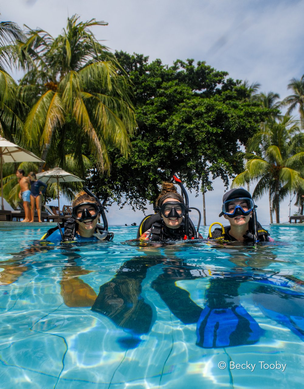 PADI instructor training in pool